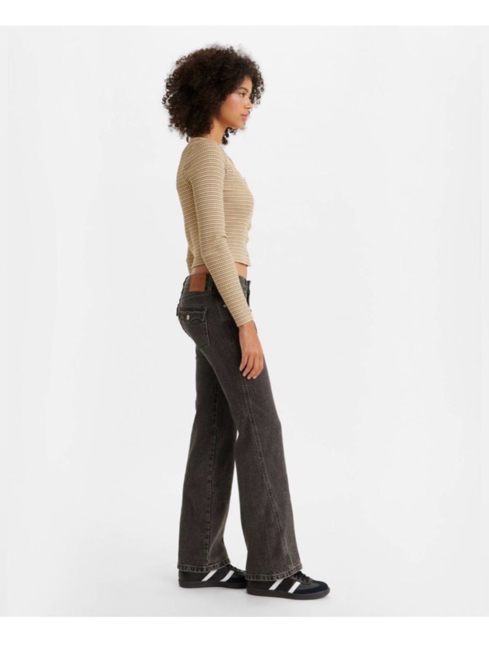 Levi's Black Wash Flared Wide-Leg Jeans